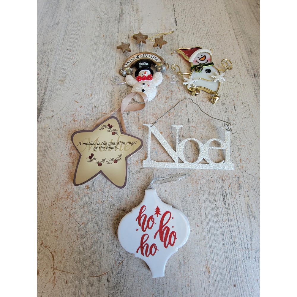 Vintage variety Xmas ornament Noel glitter snowman millennium set unique